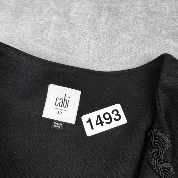 Cabi Agency Jacket Blazer 12 Black Stretch Knit Peplum Career Embellished Lapel - Picture 14 of 14